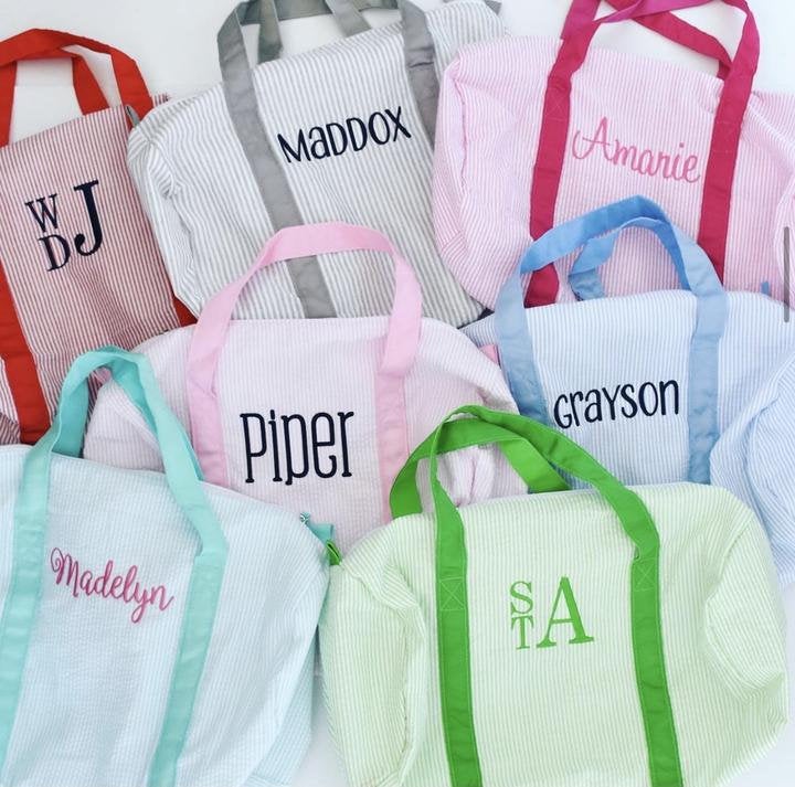 Seersucker Duffle Bag Magnolia Monogram LLC