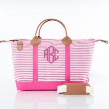 Load image into Gallery viewer, Pink Striped Weekender Bag
