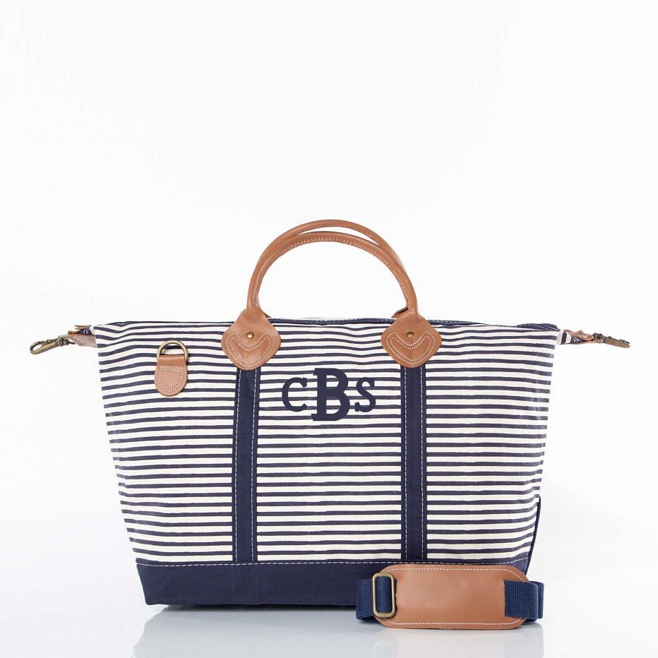 Navy Striped Weekender Bag