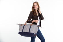 Load image into Gallery viewer, Navy Striped Weekender Bag
