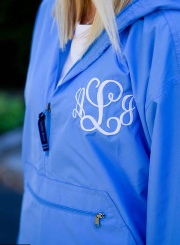 Monogrammed Rain Jacket | Quarter Zip Rain Coat | Pack N Go Rain Jacket