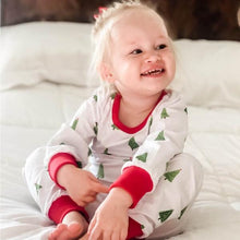 Load image into Gallery viewer, Christmas Tree Butt flap Pajamas with name for kids
