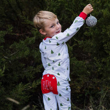 Load image into Gallery viewer, Christmas Tree Butt flap Pajamas with name for kids
