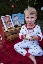 Load image into Gallery viewer, Christmas Tree Butt flap Pajamas with name for kids
