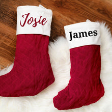 Load image into Gallery viewer, Personalized Red Velvet Christmas Stocking | Red Stocking with Name | Monogrammed Velvet Christmas Stocking
