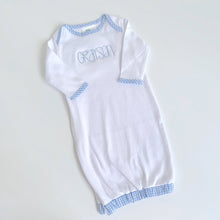 Load image into Gallery viewer, Personalized Infant Blue Gingham Trim Gown
